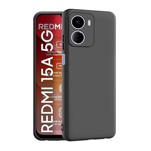 Image of CEDO Back Cover for Redmi 15A (5G) | Camera Bump Protection & Inner Velvet Fabric Lining | Ultra Slim Matte Soft Rubberised Case Cover (Black)