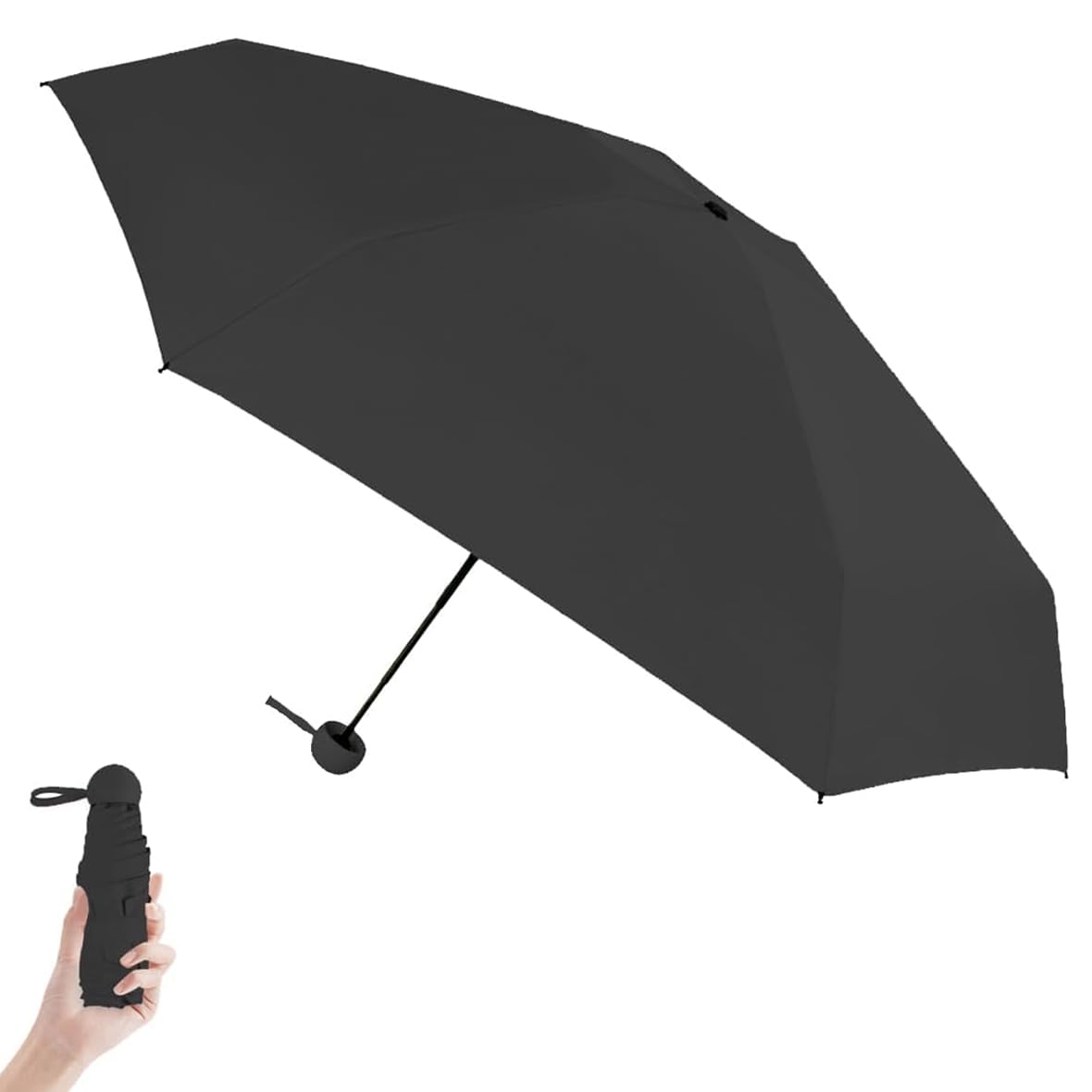 38-inch Portable Mini Umbrella for Women, Men, Kids, Girls, Boys 3 Fold umbrella for Sun Protection & Rain Foldable & Lightweight Manual Open Umbrella for Travel (Black)-image-49