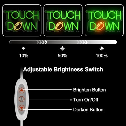 Image of Football Touch Down Neon Sign for Wall Decor, LED Signs, Shaped Neon Light Rugby Lights for Man Cave, Teens, Boys, and Girls' Bedrooms and Game Rooms Decor Fans Present
