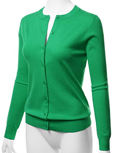 Image of LALABEE Women's Crew Neck Gem Button Long Sleeve Soft Knit Cardigan Sweater