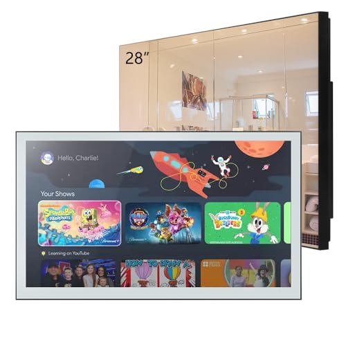 Image of elecsung 28 inches Smart Mirror for Bathroom, 4K UHD, IPX6 Waterproof, ATSC DTV Television, Voice Control with Wi-Fi & Bluetooth, 2026 Model