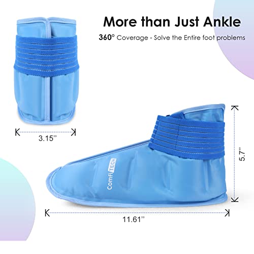 Comfitech Migraine Ice Head Wrap, Headache Relief Hat For Migraine (Medium Blue) & Pack Of 2 - Comfitch Foot Ice Pack Wrap For Plantar Fasciitis (Large Blue) #TOP6