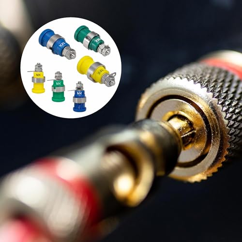 Image of MX 4mm Banana Socket Set, Laboratory Grade Safety Test Terminals in Blue Yellow Green, Metal Construction, Panel Mount Design Pack of 3