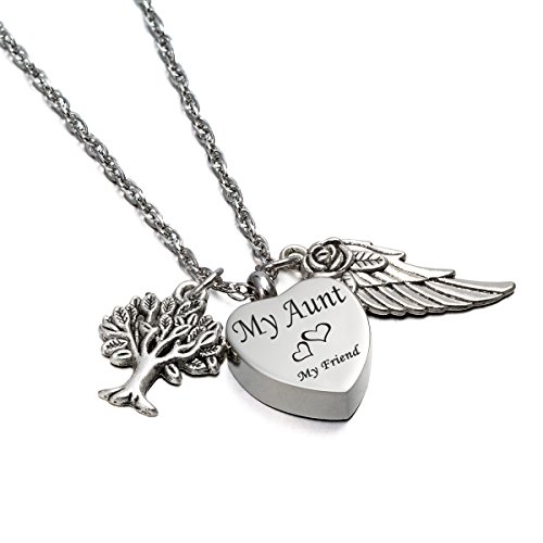 ZARABE Cremation Urn Jewelry My Aunt My Friend Ashes Keepsake Memorial Remembrance Necklace