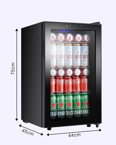 Kalamera KRC-68GE Drankkoelkast, kleine flessenkoelkast met touch-bedieningspaneel, 3-18 °C koelzone, bierkoelkast, 68 liter, 38 dB, blauwe led-binnenverlichting - Afbeelding 6