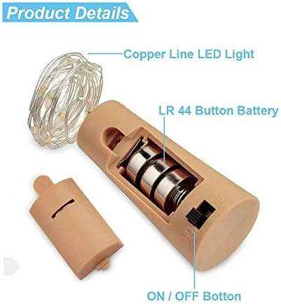 Wine Bottle String Light with Cork, 2 Pack 2M 20 LED Cork Lights Batter Operated Fairy Lights for DIY Bedroom Bar Car Outdoor Party Festival Birthday Christmas Decoration