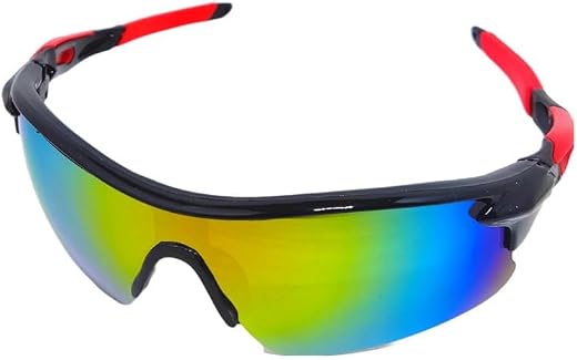 Sports Sunglasses Black Frame UV400 protected for men women kids IPL Cricket Cycling | Gradient mirror lenses (Free size)