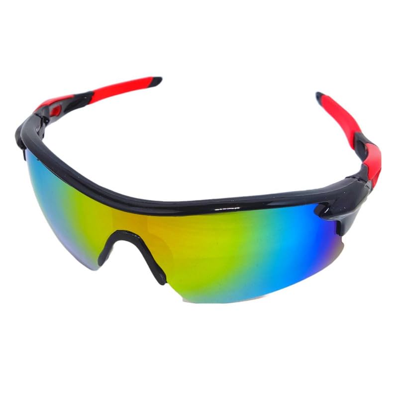 Sports Sunglasses Black Frame UV400 protected for men women kids IPL Cricket Cycling | Gradient mirror lenses (Free size)