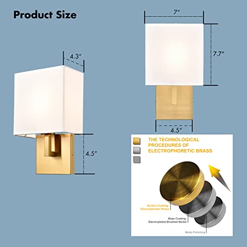 YUBOLE Gold Wall Sconces Set of 2 Wall Lamps with White Linen Shade by YUBOLE - Used condition - Image 5