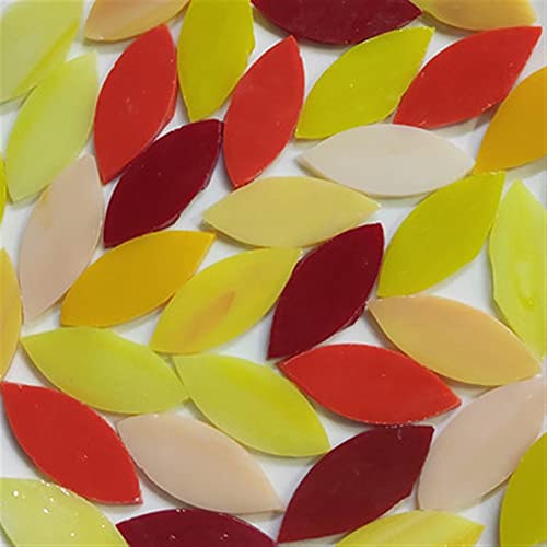 Mosaico Ceramica,Artdecor 30 PCS Forma de hojas de color mezclado Tiles Mosaicos Vidrio Manchado BRICOLAJE Lámpara de montaña Mosaico Puzzle arte Material de decoración de la pared Teselas Para Mosaic
