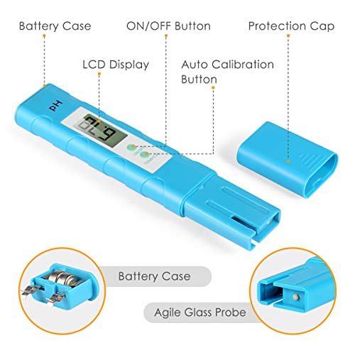 Digital PH Meter, PH Meter 0.01 High Accuracy Quality 0-14 Measurement Range for Household Drinking, Pool and Aquarium Water PH Tester Design with ATC
