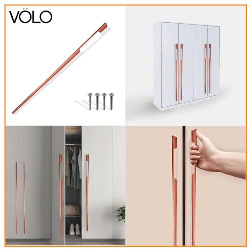 Image of VOLO Aluminium Wardrobe Handle - Elegant Pull Handle for Wardrobe Doors, Cabinet Doors, and Drawers in Kitchen, Office, and Bedroom (Pack of 2 Pieces) (SAC-40 Rose Gold 36 Inch (900mm))