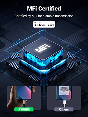 Ugreen Rca Cable Mfi Certified Lightning To Rca Cable For Iphone 2Rca Splitter Audio Cord Rca Y Adapter Hi-Fi Sound Rca Stereo Connector Compatible With Iphone 13 Mini Pro Max 12 Ipad Mp3 Speaker 3Ft #TOP1