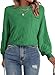 SHEWIN Spring Sweaters for Women Casual Crewneck Lantern Sleeve Womens Sweater Soft Lightweight Womens Spring Fashion 2026 Sweaters Green X-Large