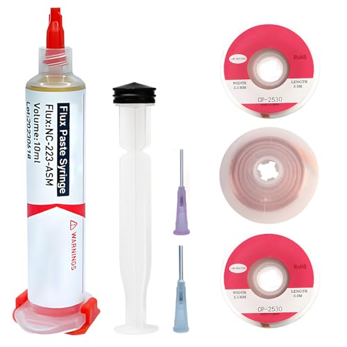 Flux Soudure Electronique (Seringue De 10 Ml),Sans Nettoyage Pate A Souder,Avec Tresse A Dessouder...