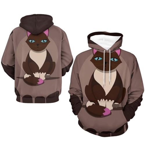Sweats à capuche chat brun unisexe : le pull confortable résistant aux lavages taille S - 7