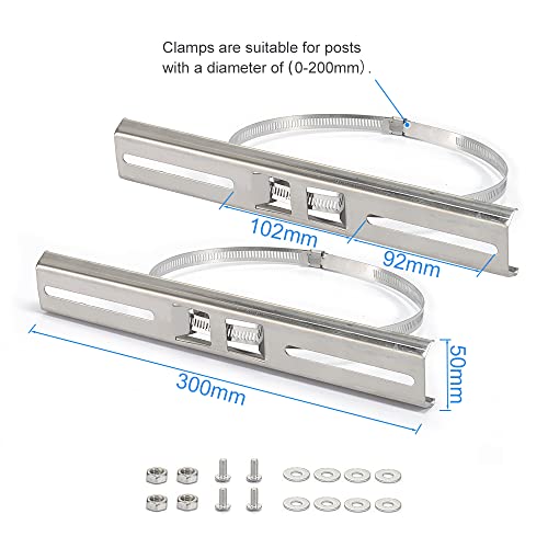 Gitruax Waterproof Electrical Enclosure Box Outdoor Junction Box Plastic Abs Project Box Stainless Steel Pole Mount Bracket Kit 11.81"X1.97" #TOP1