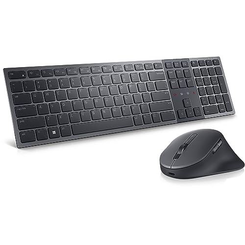 Dell KM900 Premier Collaboration Keyboard and Mouse - Zoom Touch Controls, Backlight Keyboard, Bluetooth 5.1, Radio Frequency 2.4GHz - Black by Dell - Used condition - Image 3