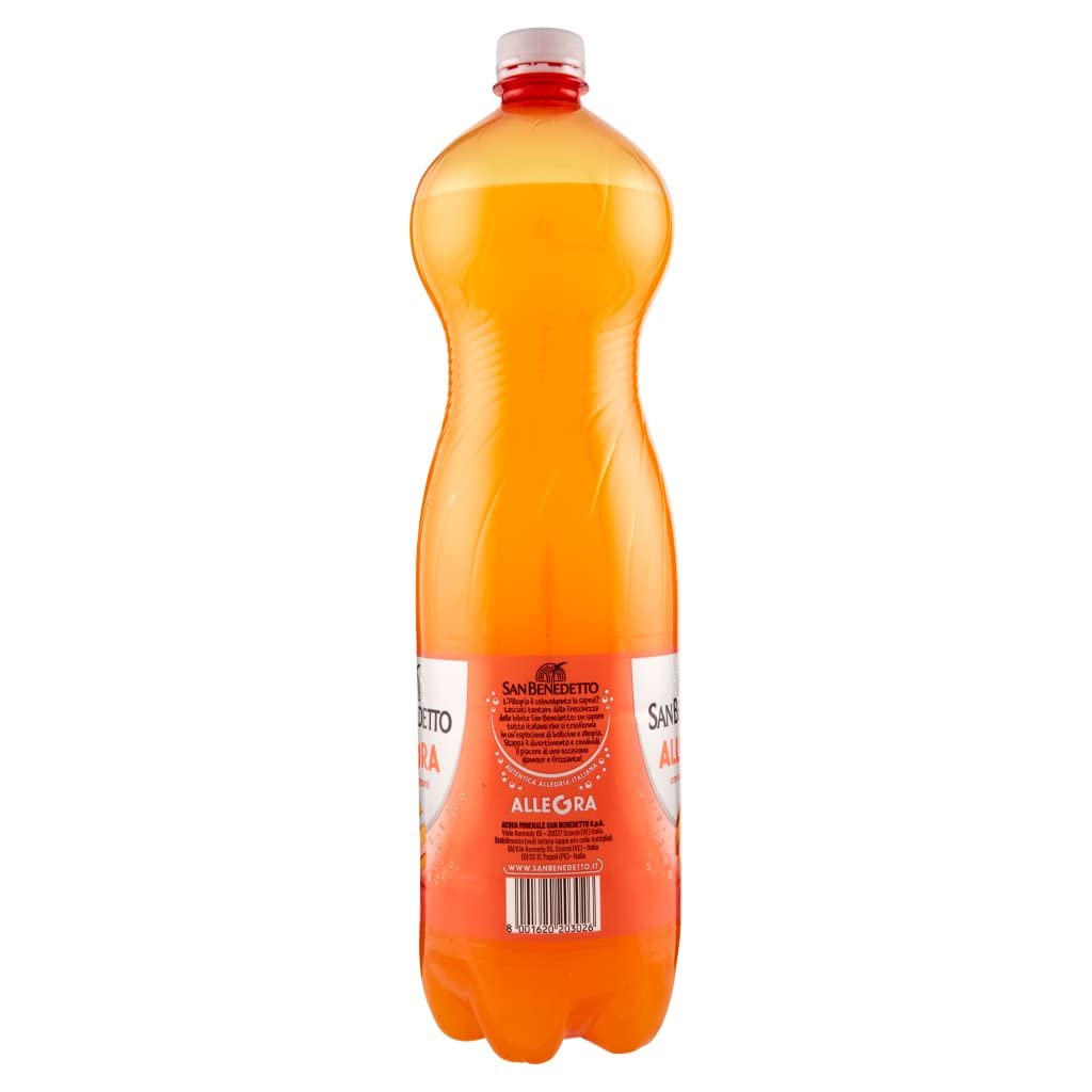 San Benedetto Allegra Aranciata PET Lot de 6 boissons gazeuses Orange limonade 1,5 l