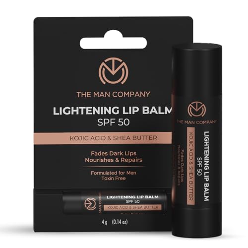 Image of The Man Company Lightening Lip Balm| For Man | Brightens Lips | Non Tinted | Sun Protection with SPF50 | Hydrates | Fades Lip Pigmentation | Kojic Acid & Shea Butter| For Dry Lips