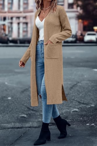 Image of Danedvi Long Cardigan Sweaters Women Trendy Open Front Coat with Pockets