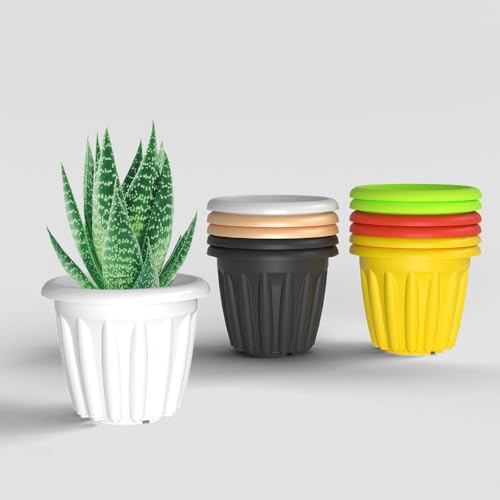 Image of YUCCABE ITALIA SHERA Floot Inch Plastic Flower Pot 12 Piece Set of Round Shape Planter for Home Garden Seedling Planter for pots (Multicolor)