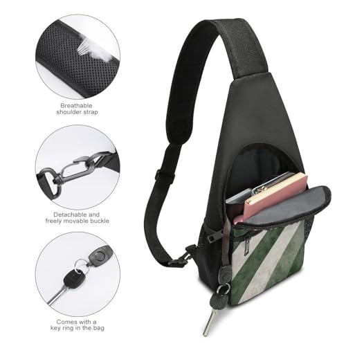 Sling Bag para Hombre y Mujer Verde con Rayas Diagonales miniatura 3
