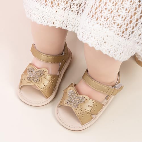 Image of Babelvit Infant Baby Girl Boy Sandals Comfort Premium Summer Outdoor Casual Beach Shoes with Flower Bowknot Anti Slip Rubber Sole Newborn Toddler Prewalker First Walking Shoes