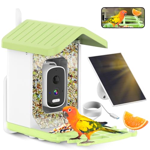 Bird Feeder with Camera, Smart Bird Feeder with AI Identify Bird Species, Bird Feeder with Solar Powered, Auto Capture Bird Videos for Outdoor, Squirrel Proof Bird Feeders, Ideal Gift for Bird Lovers