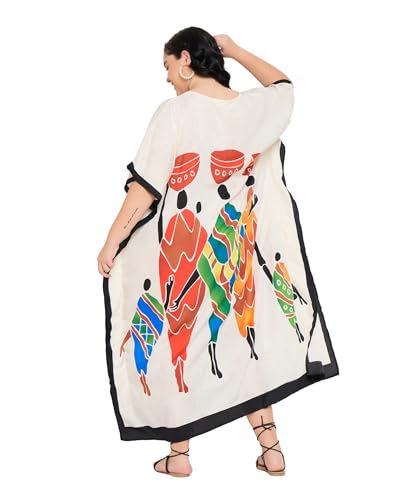 Image of Gypsie Blu Women Plus Size Kaftan Dress Beach Cover Up Maxi Dresses for Women, V-Neck Kimono Sleeve 1X-3X