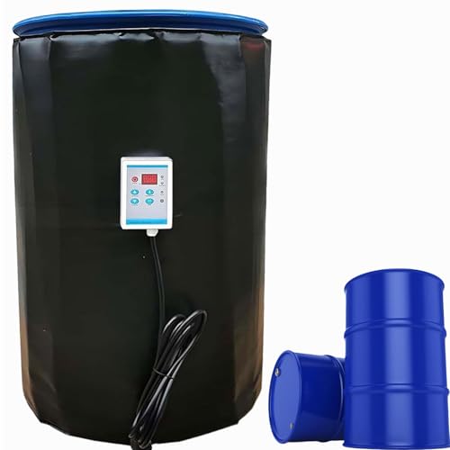 Manta calefactora de tambor,200l/1000l calentador de bidones,flexible silicona calentador de miel con muelle elástico,termostato interno fijo 0-120℃,Para bidón de aceite Black-55Gallon/200L