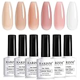 RARJSM Nude Gel Nail Polish Apricot Peach Pink Jelly Gel Polish Set of 6 Transparent Colors 7.5ml...