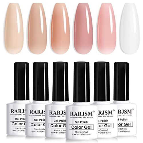 Rarjsm Nude Gel Nail Polish Apricot Peach Pink Jelly Gel Polish Set Of 6 Transparent Colors 7.5Ml Clear Purple Sheer Wine Red Milky Mavue French Manicure Led Uv Gel Soak Off Curing Requires Home #TOP14