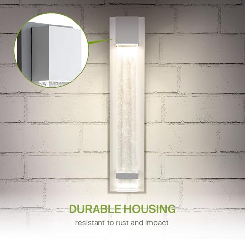 Image of ASD LED 24 inch Bubble Glass Wall Light Fixture, Outdoor & Indoor Seeded Sconce | 3CCT, Waterproof, Dimmable, ETL Listed | 20W 600LM 3000-5000K 100-277V | Exterior Lantern, Porch Lighting | White, 4 Pack
