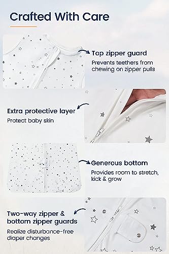 Image of TotAha Light Sleep Sack, Stretchy, Soft, Cozy Wearable Blanket Sleep Bag with 2-Way Safe Zippers for 0-6-12-24 Months 0.5 TOG