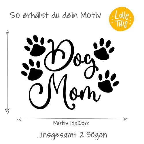 P008 | Dog Mom Hundeaufkleber Hunde Taxi Love Tiere Hund | Sticker für Auto, Wohnmobil | Hundeliebe (Weiss)
