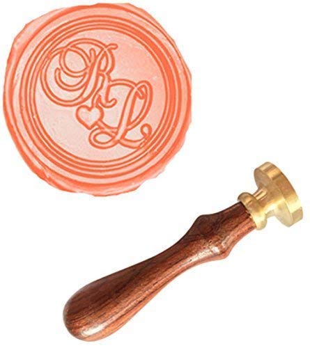 Mnyr Vintage Custom Wedding Sealing Wax Seal Stamp Kit 2 Letter Heart Love Monogram Rosewood Handle Invitation Embellishment Christmas Gift Package Customize Personalized Words Wax Seal Stamp Set #TOP5
