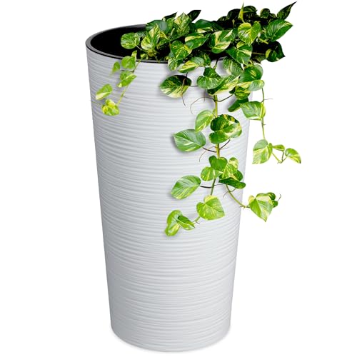 Kadax Macetero Alto De Plastico Para Interior Y Exterior, Maceta Grande Y Decorativa Para Plantas De Gran Tamaño Y Árboles Pequeños Blanco, 30 Cm Kadax Macetero Alto De Plastico Para Interior Y Exterior, Maceta Grande Y Decorativa Para Plantas De Gran Tamaño Y Árboles Pequeños Blanco, 30 Cm