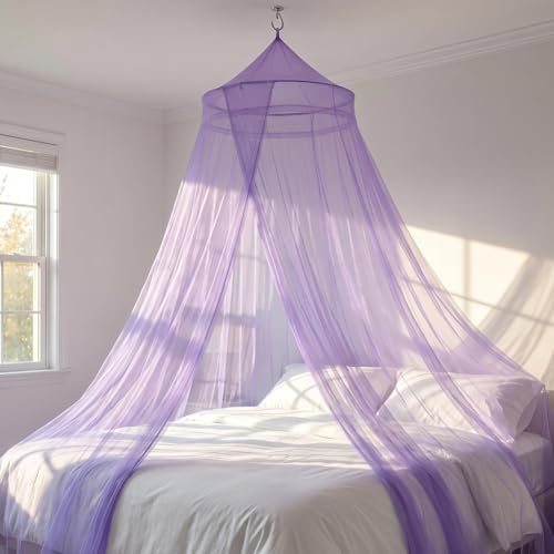 Mosquitera Domo, Mosquitera Colgante, Portátil Mosquitose, para Cama de Matrimonio, Cama Individual, Prevenir Insectos - Morado