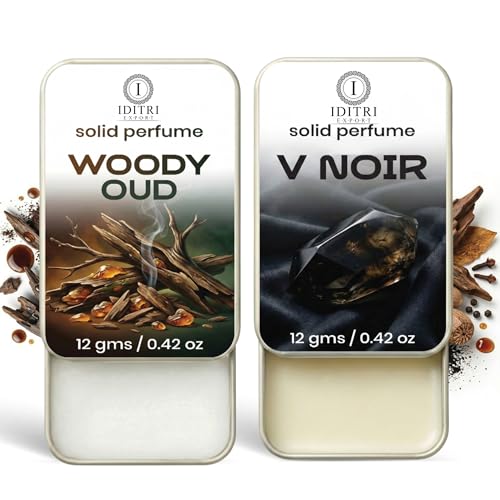 Image of Solid Perfume |V Noir&Woody oud Alcohol Free Wax Perfume Balm, Long Lasting | Pocket Tin 12g, Pack Of 2| Non Greasy Smooth Glide, Travel Friendly Men And Women