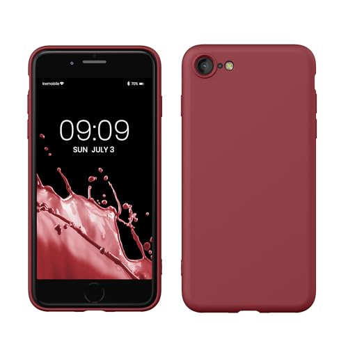 kwmobile Hülle kompatibel mit Apple iPhone SE (2022) / SE (2020) / 8 / 7 - gummierte TPU Silikon Handyhülle - Schutzhülle für kabelloses Laden - Case in Dark Rose