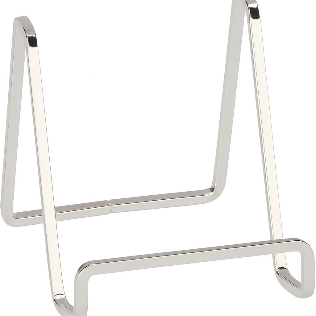 TRIPAR 3-Inch Metal Silver Plated Square Book Holder/Stand, Wire Mini Easel, Small Photo Stands for Table, Display for Picture Frames, Plaques & Plates