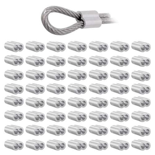 50 piezas de doble manguito de cuerda, abrazaderas de presión, abrazaderas de aluminio, manguitos de goma, manguitos de cable de alambre, conectores para cuerda de nailon, cuerda elástica, cuerda de