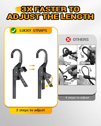 Image of 48 inch Flat Adjustable Bungee Cords with Hooks, 3X Faster to Adjust the Length