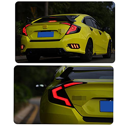 Inginuity Time Led Tail Lights For Honda Civic Sedan 10Th Gen 2016-2021 Drl Start Up Animation Rear Lamp Assembly (Not For Hatchback) #TOP5