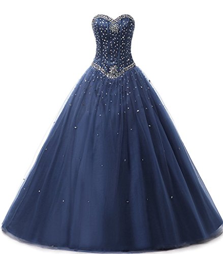 Zorayi Damen Elegante Tüll Lange Kristall Perlen Ballkleid Abschlussballkleid Festkleider Marineblau Größe 50 Zorayi Damen Elegante Tüll Lange Kristall Perlen Ballkleid Abschlussballkleid Festkleider Marineblau Größe 50