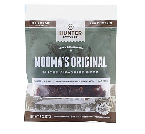 HUNTER CATTLE CO. EST'D 2004 HC 100% Grass Fed Beef Jerky - Moomaâ€™s Original Jerky 2 Pack â€“ Dry Aged Biltong Keto Jerky - Made in USA - Paleo, No Sugar Added Healthy Snacks