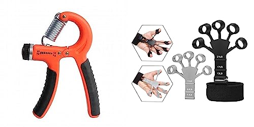 Image of Fitfix Combo of 1 Adjustable Hand Gripper and 2 Finger Gripper Multi Tension 6 Months Warranty Strengthener for Gym Workout Hand Exercise Equipment (Forearm Exerciser Advanced + Hand Gripper)