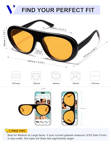 Image of VANLINKER Oversized Retro Aviator Sunglasses for Women Men Chic 70s Vintage Style Trendy 2026 Chunky Sun Glasses VL9865