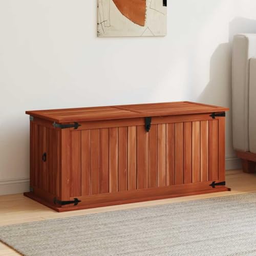 Teenpull Baúl de almacenamiento 90 x 45 x 40 cm, madera maciza de acacia, versátil como mesa de café, cofre del tesoro, para juguetes, decoración, estilo vintage